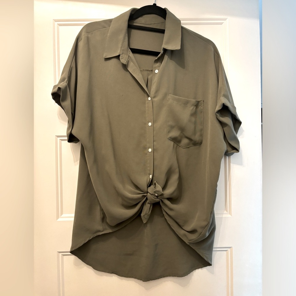 Khaki green casual blouse
